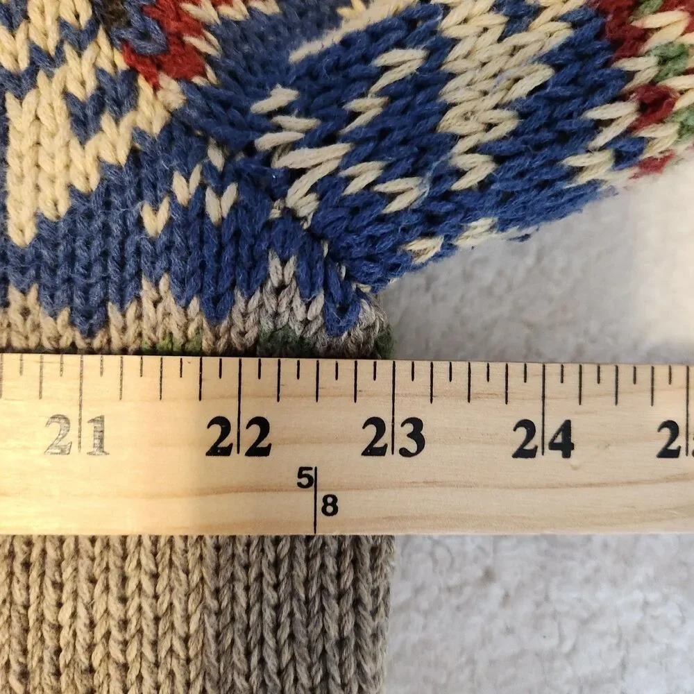 Vintage Polo Ralph Lauren Mens LS Sweater Beige Snowflake Nordic Cotton Knit  XL